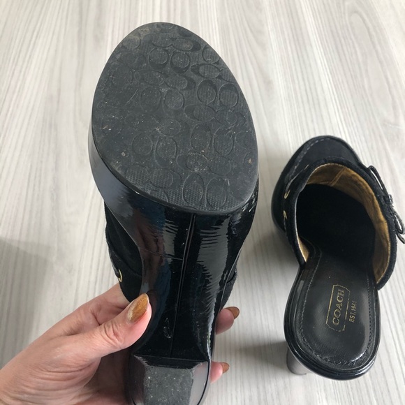 COACH Jodey Signature black suede Leather clogs size 8 1/2 - Picture 6 of 8